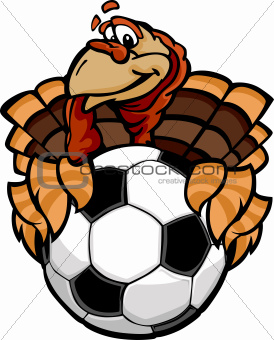 Soccer Thanksgiving Holiday Happy Turkey Cartoon Vector Illustration


