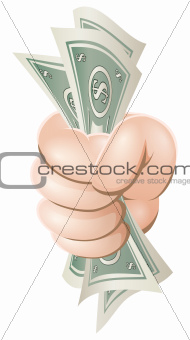 Cartoon hand holding money