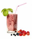Berry smoothie with blueberry, raspberry and gooseberry