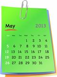 Calendar for may 2013 on colorful sticky notes
