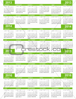 Calendar, New Year  2013, 2014, 2015, 2016