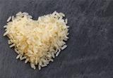 pile of white  rice in heart shape
