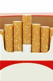 Cigarettes in opened cardboard box