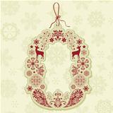 Vector Christmas Tag on Seamless Pattern