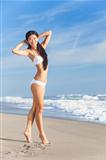 Chinese Asian Young Woman Girl in Bikini on Beach