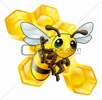 Bee and honeycomb