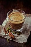 Aromatic coffee with milk and spices