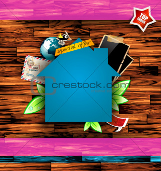 Scrapbook composition for travel or real estate poster 