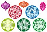 Christmas balls with snowflake pattern, vector 
