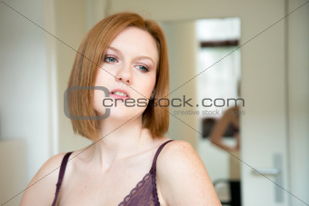 attractive caucasian woman in lingerie 