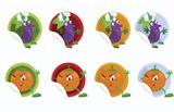 Set-of-vector-stickers-with-eggplant-and-orange