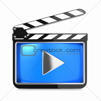 Clapboard with Blue Screen. Media Player Concept.