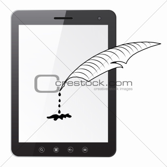 Tablet PC computer with a pen and ink  