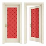 Two classic doors with red upholstery