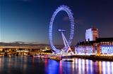 London Eye and London Cityscape in the Night, United Kingdom