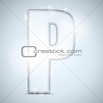 Alphabet Glass Shiny with Sparkles on Background Letter P
