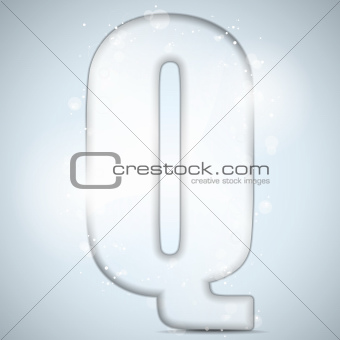 Alphabet Glass Shiny with Sparkles on Background Letter Q