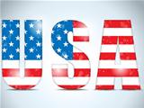 USA Glass Letters with Flag Background