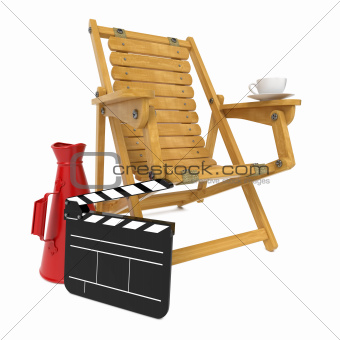 Director's Chair with Clap Board and Megaphone.
