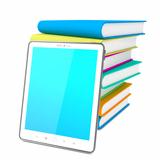 Tablet PC with Books. Education Concept