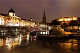 National Gallery and Trafalgar Square in the Night, London, United kingdom