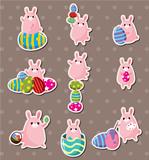 cartoon easter rabbit and egg stickers