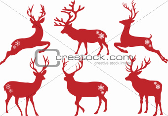 Christmas deer stags, vector set