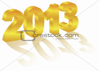 2013 New Year 3 Dimensional Gold Numeral 