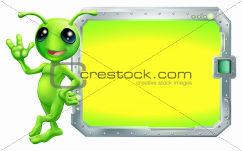 Alien with sign or screen