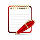 Red  Pen and notepad icon.