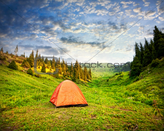 Camping Tent in mountains