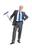 Businessman with a mop
