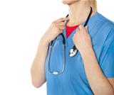 Female professional doctore holding stethoscope, closeup