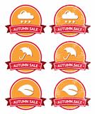 Autumn sale retro orange and red labels - grunge style