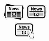 Newpaper, news on tablet icons set