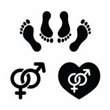 Couple sex, making love icons set