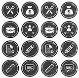 Website navigation icons on retro labels set