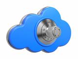 Cloud with Safe Lock. Secure concept. 3D