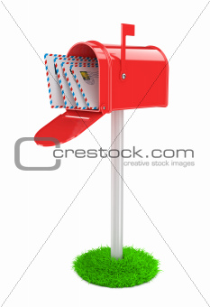 Red Mailbox with Mails