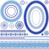 White-blue decorative frame and patterns