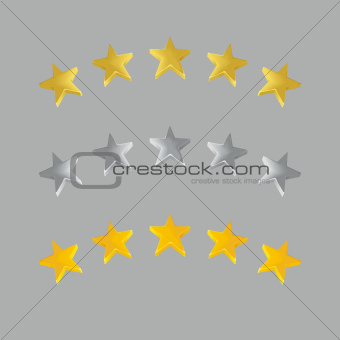 Five stars of detailed qualitative. Gold, silver and yellow