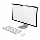Computer Monitor with Mouse and Keyboard.