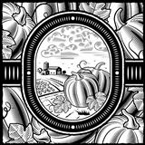 Pumpkin harvest black and white