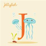 Animal alphabet with jellyfish