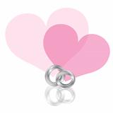 Wedding Rings Platinum Band with Hearts Illustration