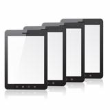 Four tablet PC computer with blank screen 