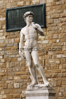 David of Michelangelo , Piazza della Signoria, Florence - Italy