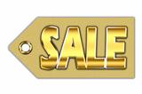 Word sale, written on golden tag
