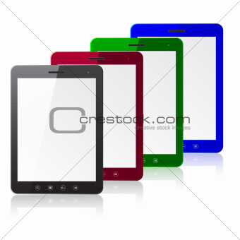 Four color tablet PC computer with blank screen  
