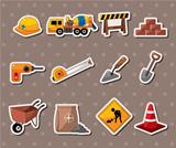 Set of construction object stickers